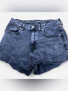 Wild Fable | Black Acid-Wash High-Rise Rolled Cuff Jean Shorts, Size 8